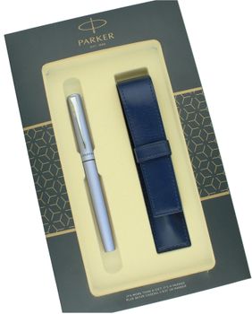 Zestaw Prezentowy Parker Pióro wieczne Vector XL Silver Blue i skórzane etui S0820010 błękit.  Zestaw z piórem i etui na prezent (3).jpg